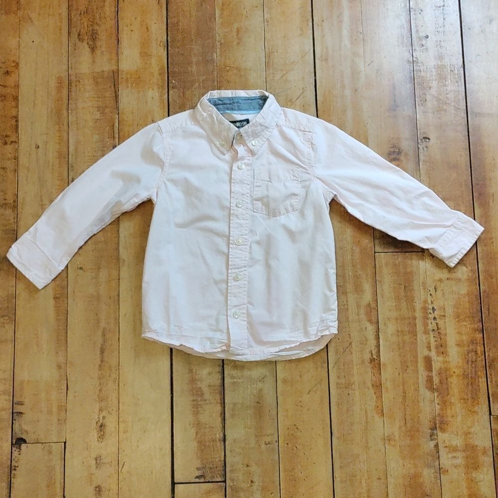 Oshkosh Button Down Shirt 4T Pink Cotton Pastel Pink Spring Easter